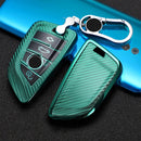 For BMW Blade 4-button A Version Car TPU Key Protective Cover Key Case with Key Ring (Green)