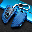 For BMW Blade 4-button A Version Car TPU Key Protective Cover Key Case with Key Ring (Blue)