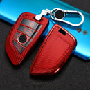 For BMW Blade 4-button A Version Car TPU Key Protective Cover Key Case with Key Ring (Red)