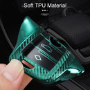For BMW Blade 4-button A Version Car TPU Key Protective Cover Key Case with Key Ring (Silver)