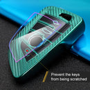 For BMW Blade 4-button A Version Car TPU Key Protective Cover Key Case with Key Ring (Blue)