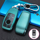 For Mercedes-Benz E-Class Smart 3-button Car TPU Key Protective Cover Key Case with Key Ring (Green)
