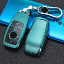For Mercedes-Benz E-Class Smart 3-button Car TPU Key Protective Cover Key Case with Key Ring (Green)