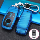 For Mercedes-Benz E-Class Smart 3-button Car TPU Key Protective Cover Key Case with Key Ring (Blue)