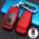 For Mercedes-Benz E-Class Smart 3-button Car TPU Key Protective Cover Key Case with Key Ring (Red)