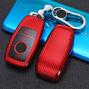 For Mercedes-Benz E-Class Smart 3-button Car TPU Key Protective Cover Key Case with Key Ring (Red)