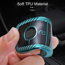For Mercedes-Benz E-Class Smart 3-button Car TPU Key Protective Cover Key Case with Key Ring (Blue)