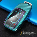 For Mercedes-Benz E-Class Smart 3-button Car TPU Key Protective Cover Key Case with Key Ring (Blue)