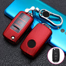 For Volkswagen Folding 3-button Car TPU Key Protective Cover Key Case with Key Ring (Red)