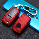 For Volkswagen Folding 3-button Car TPU Key Protective Cover Key Case with Key Ring (Red)