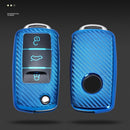 For Volkswagen Folding 3-button Car TPU Key Protective Cover Key Case with Key Ring (Pink)