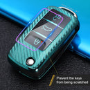 For Volkswagen Folding 3-button Car TPU Key Protective Cover Key Case with Key Ring (Pink)
