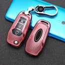 For Ford Folding 3-button Car TPU Key Protective Cover Key Case with Key Ring (Pink)