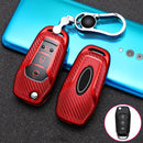 For Ford Folding 3-button Car TPU Key Protective Cover Key Case with Key Ring (Red)