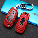 For Ford Folding 3-button Car TPU Key Protective Cover Key Case with Key Ring (Red)