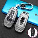 For Ford Folding 3-button Car TPU Key Protective Cover Key Case with Key Ring (Silver)