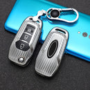 For Ford Folding 3-button Car TPU Key Protective Cover Key Case with Key Ring (Silver)