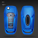 For Ford Folding 3-button Car TPU Key Protective Cover Key Case with Key Ring (Blue)