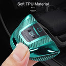 For Ford Folding 3-button Car TPU Key Protective Cover Key Case with Key Ring (Pink)
