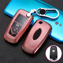 For Ford Smart 3-button Car TPU Key Protective Cover Key Case with Key Ring (Pink)