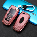 For Ford Smart 3-button Car TPU Key Protective Cover Key Case with Key Ring (Pink)