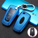 For Ford Smart 3-button Car TPU Key Protective Cover Key Case with Key Ring (Blue)