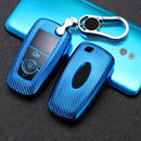 For Ford Smart 3-button Car TPU Key Protective Cover Key Case with Key Ring (Blue)