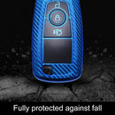 For Ford Smart 3-button Car TPU Key Protective Cover Key Case with Key Ring (Blue)