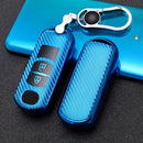For Mazda Smart 2-button Car TPU Key Protective Cover Key Case with Key Ring (Blue)