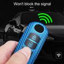 For Mazda Smart 3-button Car TPU Key Protective Cover Key Case with Key Ring (Blue)