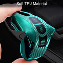 For Mazda Smart 3-button Car TPU Key Protective Cover Key Case with Key Ring (Blue)