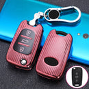 For KIA Folding 3-button Car TPU Key Protective Cover Key Case with Key Ring (Pink)