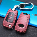 For KIA Folding 3-button Car TPU Key Protective Cover Key Case with Key Ring (Pink)