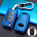 For KIA Folding 3-button Car TPU Key Protective Cover Key Case with Key Ring (Blue)