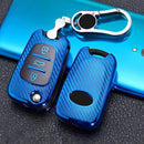 For KIA Folding 3-button Car TPU Key Protective Cover Key Case with Key Ring (Blue)
