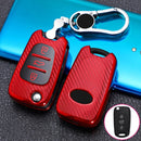 For KIA Folding 3-button Car TPU Key Protective Cover Key Case with Key Ring (Red)