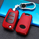 For KIA Folding 3-button Car TPU Key Protective Cover Key Case with Key Ring (Red)