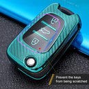 For KIA Folding 3-button Car TPU Key Protective Cover Key Case with Key Ring (Red)