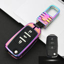 Car Luminous All-inclusive Zinc Alloy Key Protective Case Key Shell for Volkswagen A Style Folding 3-button(Colour)