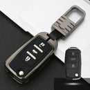 Car Luminous All-inclusive Zinc Alloy Key Protective Case Key Shell for Volkswagen A Style Folding 3-button(Gun Metal)