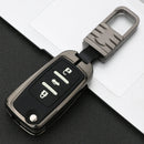 Car Luminous All-inclusive Zinc Alloy Key Protective Case Key Shell for Volkswagen A Style Folding 3-button(Gun Metal)