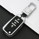 Car Luminous All-inclusive Zinc Alloy Key Protective Case Key Shell for Volkswagen A Style Folding 3-button(Silver)
