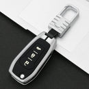 Car Luminous All-inclusive Zinc Alloy Key Protective Case Key Shell for Ford D Style Folding 3-button (Silver)