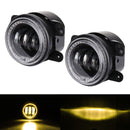 2 PCS DC12V-30V / 30W / 3A / 1440LM 12LEDs 4 inch Car LED Colorful Fog Light, Style: Black Background(Yellow Light)