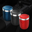 Portable Car Stainless Steel Liner Cigarette Ashtray with Light (Black)