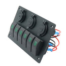 Multi-functional Combination Switch Panel 12V / 24V 6 Way Switches + Dual USB Charger for Car RV Marine Boat (Green Light)