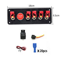 12V Universal Car One-key Start Button Modified Racing LED Light Rocker Switch Panel (Blue)