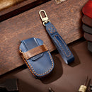Hallmo Car Cowhide Leather Key Protective Cover Key Case for Hyundai IX35 B Style (Blue)