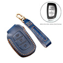 Hallmo Car Cowhide Leather Key Protective Cover Key Case for Hyundai IX35 B Style (Brown)
