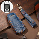 Hallmo Car Cowhide Leather Key Protective Cover Key Case for Audi A6L / A8L / A4 / A7 / A5 A Style (Blue)